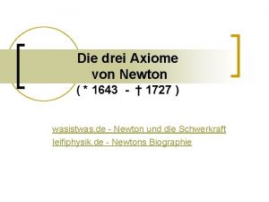 Die drei Axiome von Newton 1643 1727 wasistwas