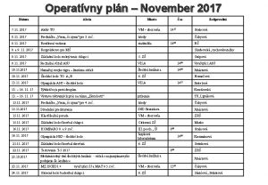 Operatvny pln November 2017 Dtum Akcia Miesto as