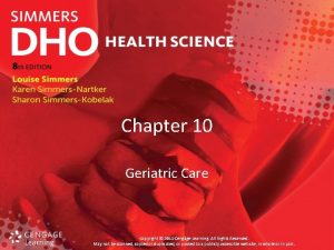 Chapter 10 geriatric care