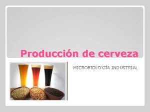 Produccin de cerveza MICROBIOLOGA INDUSTRIAL OBJETIVOS Germinacin transformacin