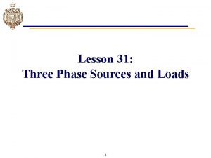 Lesson 31 Three Phase Sources and Loads 1