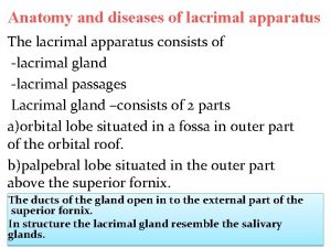 Disease of lacrimal apparatus