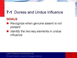 7 1 Duress and Undue Influence GOALS n