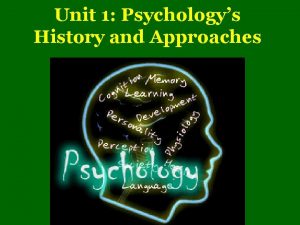 Unit 1 Psychologys History and Approaches How perspective