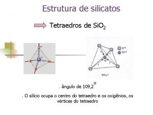 Estrutura de silicatos Tetraedros de Si O 2