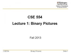 CSE 554 Lecture 1 Binary Pictures Fall 2013