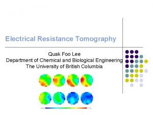 Electrical Resistance Tomography Quak Foo Lee Department of