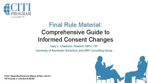 Final Rule Material Comprehensive Guide to Informed Consent