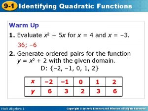 Identifying quadratic functions