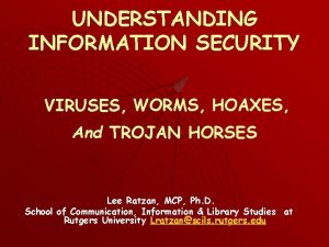 UNDERSTANDING INFORMATION SECURITY VIRUSES WORMS HOAXES And TROJAN