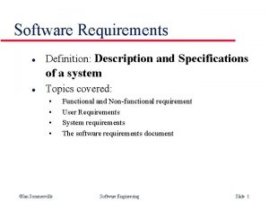 Requirements in software engineering