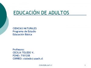 EDUCACIN DE ADULTOS CIENCIAS NATURALES Programa de Estudio