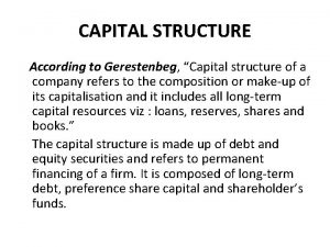 Capital structure features