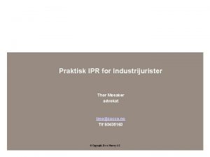 Praktisk IPR for Industrijurister Thor Mosaker advokat tmozacco