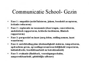 Communicatie School Gezin Fase 1 empathie actief luisteren