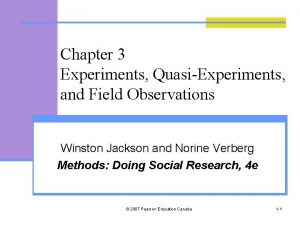 Chapter 3 Experiments QuasiExperiments and Field Observations Winston