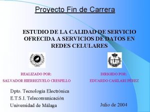 Proyecto Fin de Carrera ESTUDIO DE LA CALIDAD