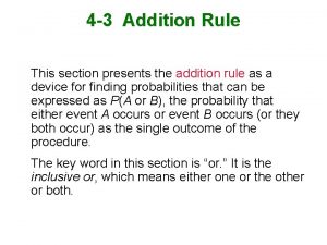 Formal addition rule