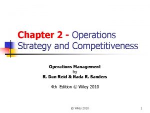 Operations strategy and competitiveness