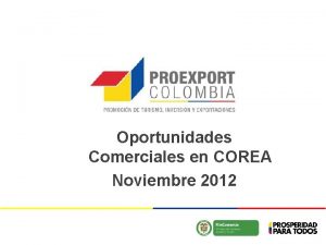 Oportunidades Comerciales en COREA Noviembre 2012 Situacin actual