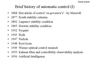 History of automatic control