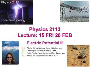 Physics 2113 Jonathan Dowling Physics 2113 Lecture 15