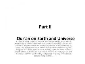 Part II Quran on Earth and Universe In