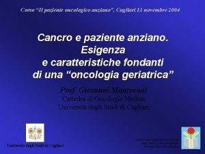 Corso Il paziente oncologico anziano Cagliari 13 novembre