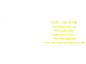 CEIS IINNUAR Investigacin en Neurociencias Neuropsicologa Neuropedagoga www