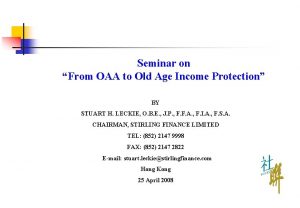 Seminar on From OAA to Old Age Income