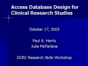 Clinical database design