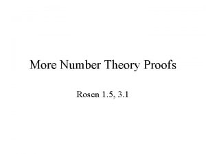 More Number Theory Proofs Rosen 1 5 3