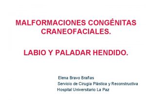 MALFORMACIONES CONGNITAS CRANEOFACIALES LABIO Y PALADAR HENDIDO Elena