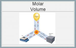 Molar Volume Volume The amount of space that