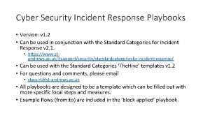 Incident response playbooks