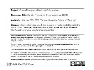 Project Ghana Emergency Medicine Collaborative Document Title Bursitis