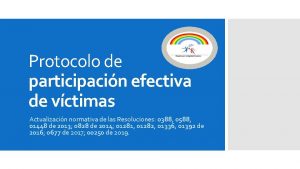 Protocolo de participacin efectiva de vctimas Actualizacin normativa