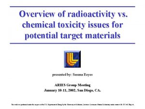 Overview of radioactivity vs chemical toxicity issues for