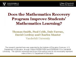 Mathematics recovery