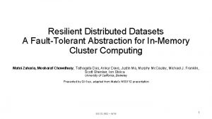 Resilient distributed datasets