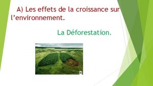 A Les effets de la croissance sur lenvironnement