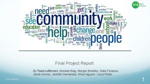 Final Project Report By Team Leftovers Muneeb Baig