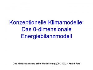 Konzeptionelle Klimamodelle Das 0 dimensionale Energiebilanzmodell Das Klimasystem