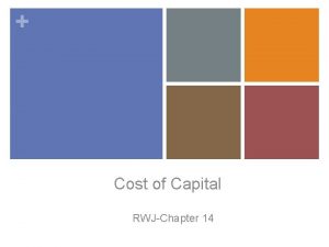Cost of Capital RWJChapter 14 Once again Whats