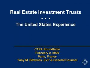 Real Estate Investment Trusts The United States Experience