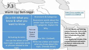 7 3 Warm Up Bell ringer Brainstorm Categorize