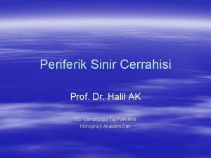 Periferik Sinir Cerrahisi Prof Dr Halil AK Cerrahpaa