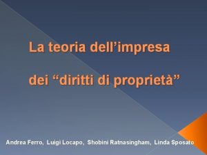 La teoria dellimpresa dei diritti di propriet Andrea