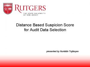 Distance Based Suspicion Score for Audit Data Selection