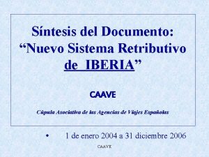 Sntesis del Documento Nuevo Sistema Retributivo de IBERIA